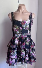 LoveShackFancy Floral 100% Silk Tiered Ruffle Mini Dress Romantic Boho Sz 2