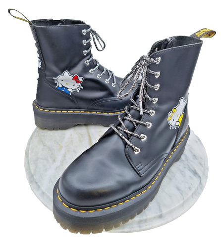 DESIRABLE EXCELLENT Dr Martens Jadon Hello Kitty Platform Leather Boots Women 10