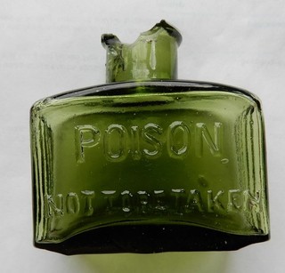 Unusual squat poison bottle similar to Godfrey Inhaler c1910 20 A/F