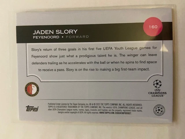 2024-25 Topps Uefa Club - Jaden Slory #160 Northern Lights (RC), LEIA O ANÚNCIO!!!! - Imagem 2 de 4