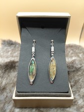 NEW Abalone paua shell oval vintage style sterling silver plated stud earrings