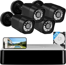 1080P Wired Security Camera System, AIWIXEN 8CH CCTV Surveillance DVR with 1TB H