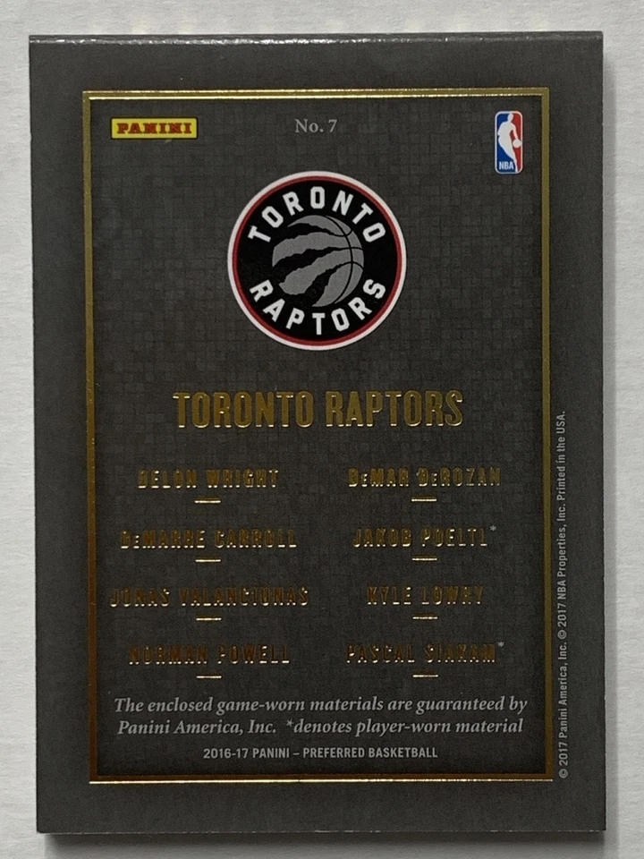 2016-17 Panini Preferred "Crazy Eights” Toronto Raptors Jersey Booklet 021/149! - Image 3 of 4