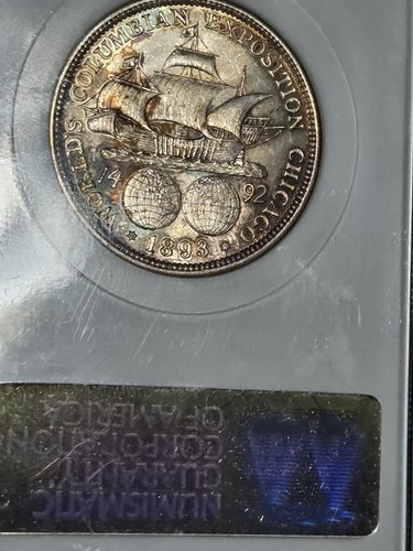 1893 Columbian 50c Half Dollar NGC MS62 Toned - Picture 7 of 8