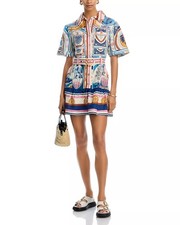 FARM Rio Cerrado Stamps Linen Dress Size S NWT