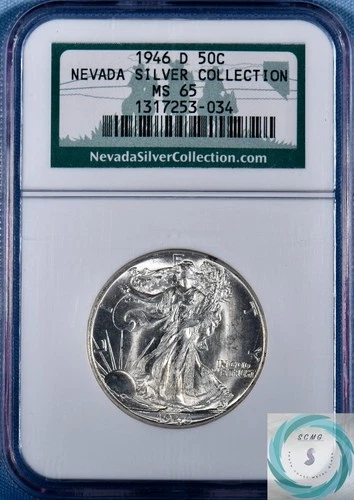 1946-D Walking Liberty Half Dollar NGC MS65 - Gem Vintage White Sparkle!