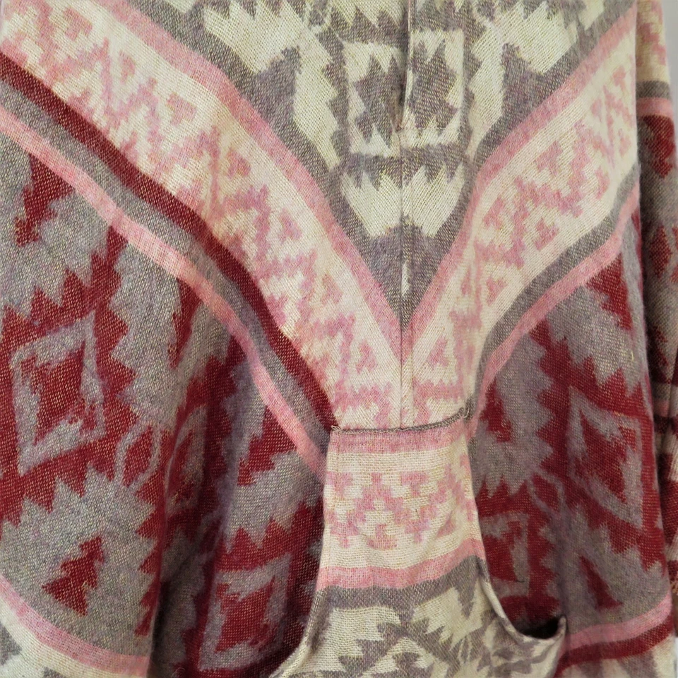 Poncho|2 Botones|Borlas | Capucha+Bolsillo|Boho|Desierto|Mezcla de Lana Yak|1 Talla|Arena Foto 4 de 4