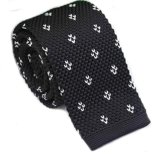 New Luxury Mens Black White Chevron Woven Tie (Necktie Men Knitted Skinny) - Picture 2 of 2