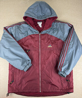 Vintage Adidas Y2K Mens L Jacket Winter Coat Size Burgundy Vintage Adidas Y2K Mens L Jacket Winter Coat Size Burgundy