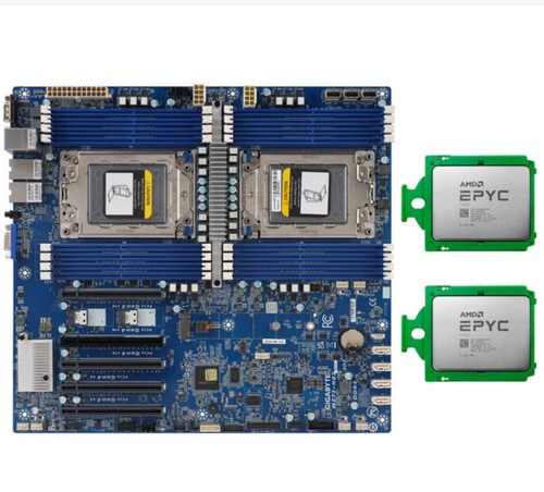 Gigabyte MZ72-HB2 +2x AMD EPYC 7K62 48 Cores CPU (OEM of 7642 ) combination - Afbeelding 1 van 6