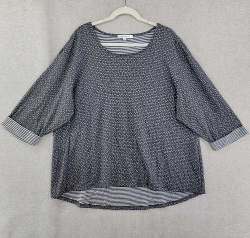 Rose + Olive Shirt Womens 3X Gray Dotted Knit Pullover Stretch Comfort Soft Cozy