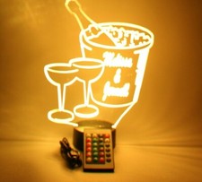 Champagne, Bicchieri e Secchiello Ghiaccio Vino Illuminazione Lampada da Tavolo LED Personalizzata GRATIS