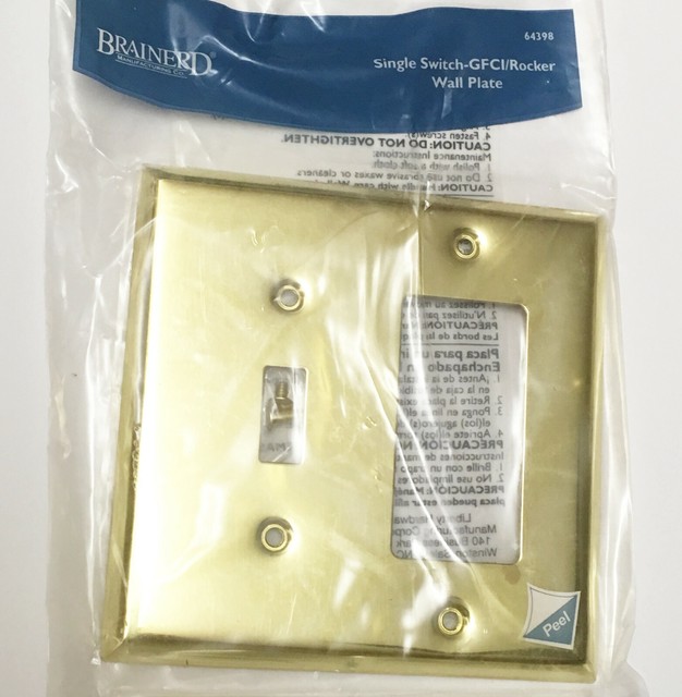 BRAINERD Polished Brass Single Light Switch GFCI Plate Outlet Cover