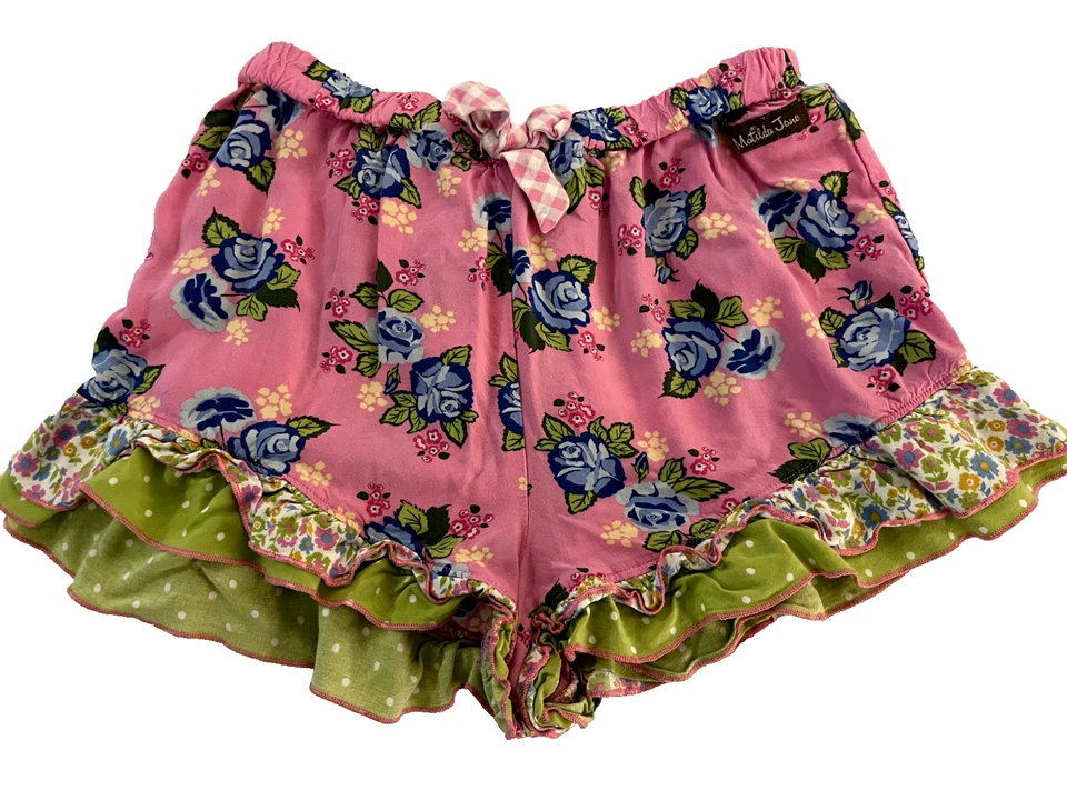 Matilda Jane Visionary SHORTS ONLY  Daydream Pink Blue Floral Ruffle Size 12 - Image 2 of 4