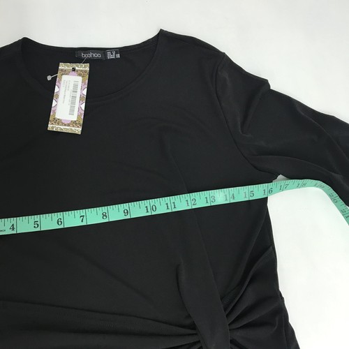 NEW Boohoo Black Twist Detail Jersey Long Bodycon Dress UK 12 EUR 40 US 8 - Picture 7 of 12