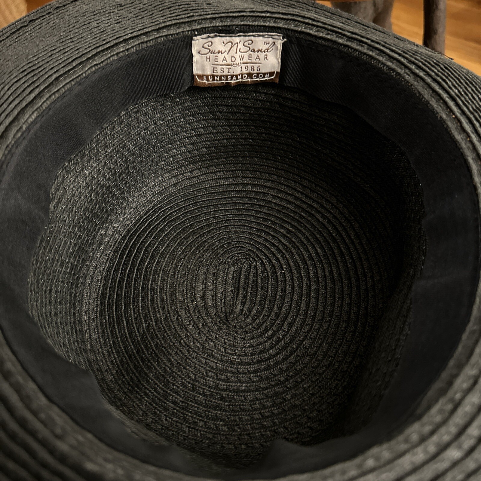 Sun N Sand Headwear Womens Black Woven Straw Hat Wide Brim Audrey Hepburn