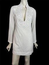 Melissa Odabash Keira Kaftan beaded dress size small white