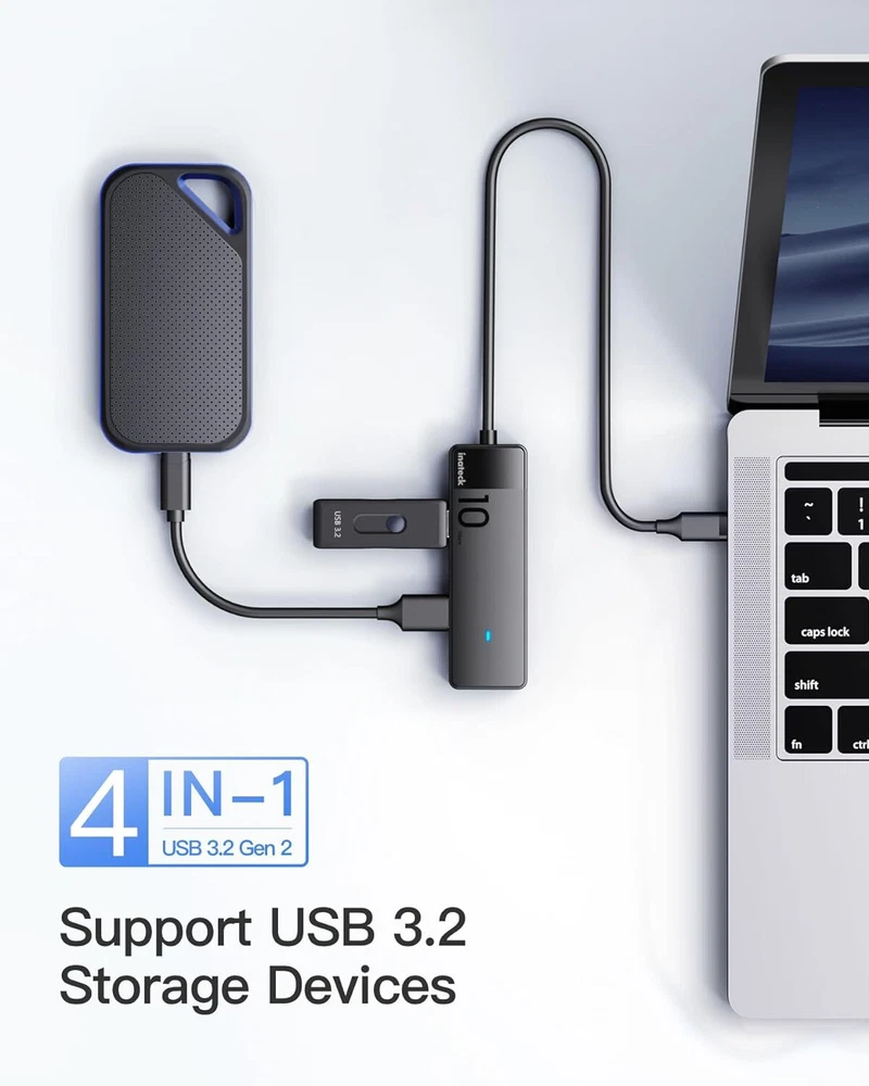 Inateck 4-Port USB 3.2 Gen 2 Hub for Windows and Mac