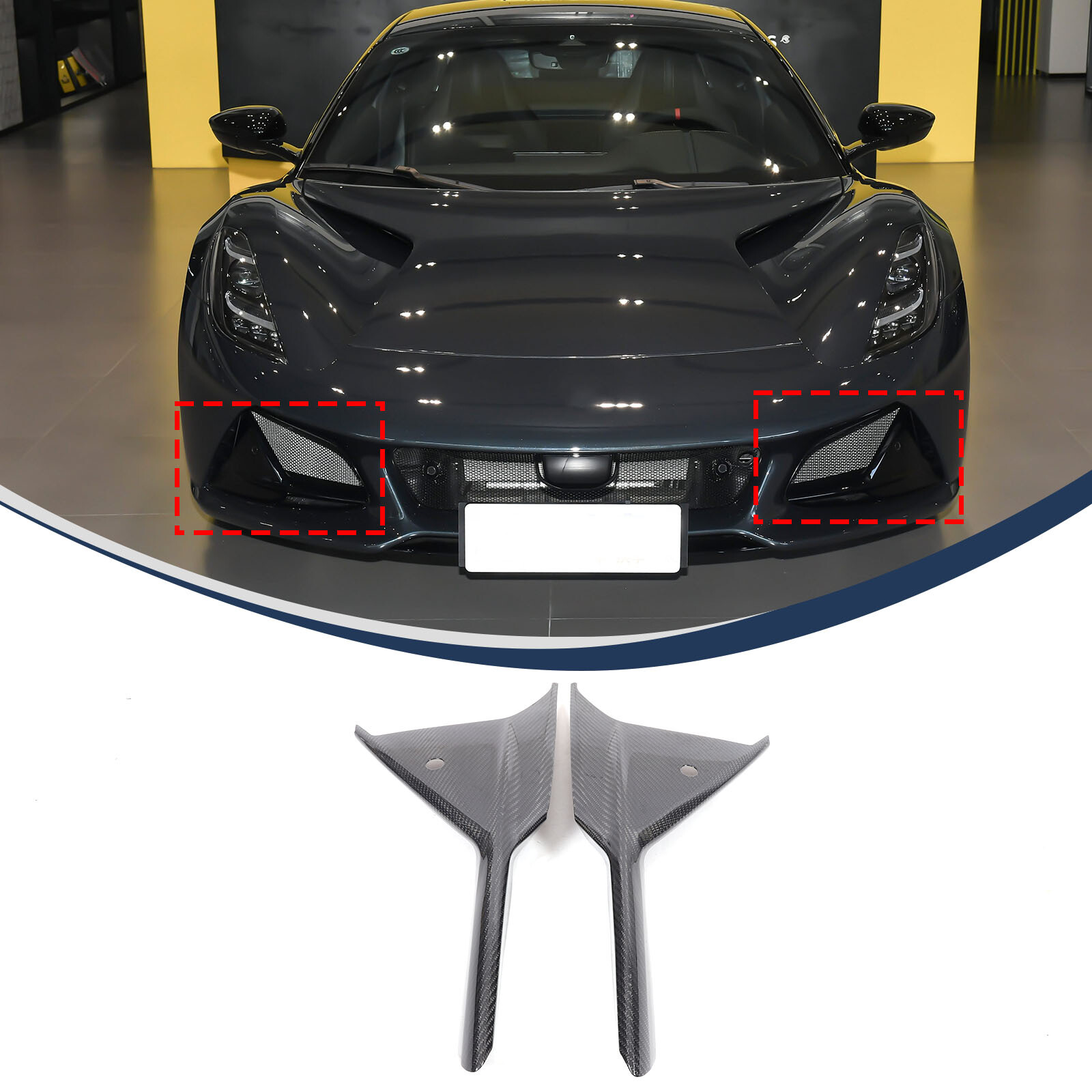 Real Carbon Fiber Front Bumper Grille b camera Panel cover For Lotus EMIRA 2023+