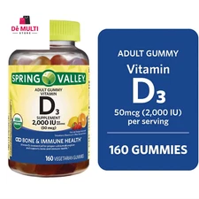 Spring Valley USDA Organic Vitamin D3 Vegetarian Gummies, 50 mcg, 160 Count