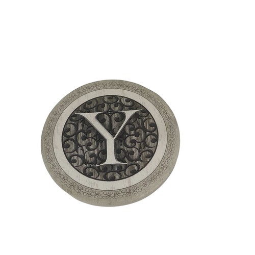 Ceramic Coasters for Drinks Set of 4 Round White Monogrammed Y Personalized - Picture 2 of 2