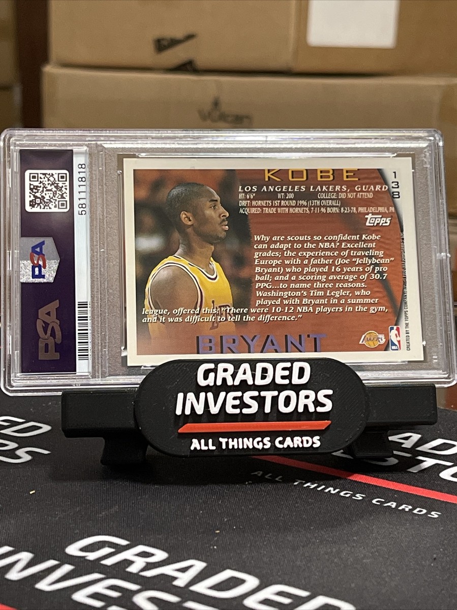 1996 Topps #138 Kobe Bryant Rookie Card PSA 9 MINT Los