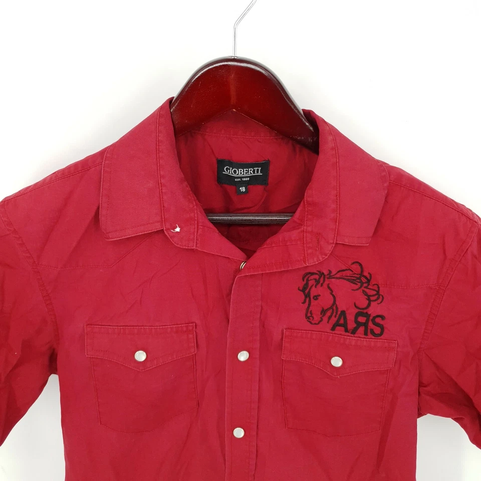 Gioberti Shirt Boy 18 Western Pearl Snap Cowboy Short Sleeve Sold Red ARS - Image 3 of 4