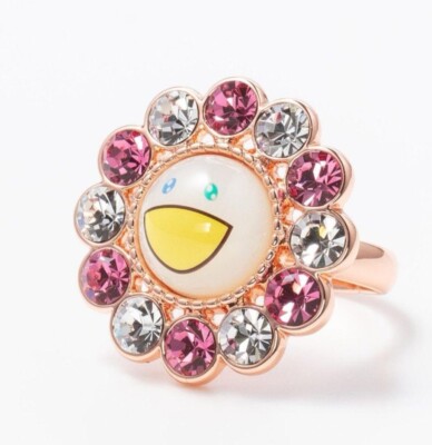 Takashi Murakami x Liquem pink × White Flower Ring Kaikai kiki Accessory Limited