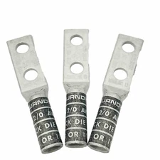 3 PK BURNDY YA262TC38 50239N COPPER COMPRESSION LUG 2 HOLE