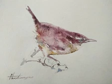 Wren, Birds, Watercolor artwork, Handmade, Original painting on paper