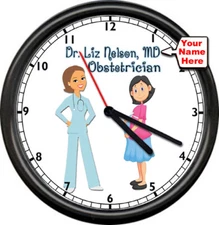 Personalized Name Female Male Doctor MD Gynocology Obstetrician Sign Wall Clock