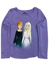 Jumping Beans Disney Frozen Girls Long Purple Elsa Anna T-Shirt Tee Shirt