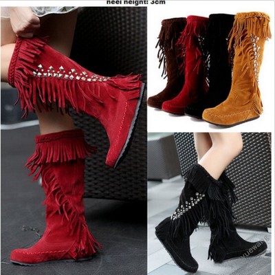 red moccasin boots