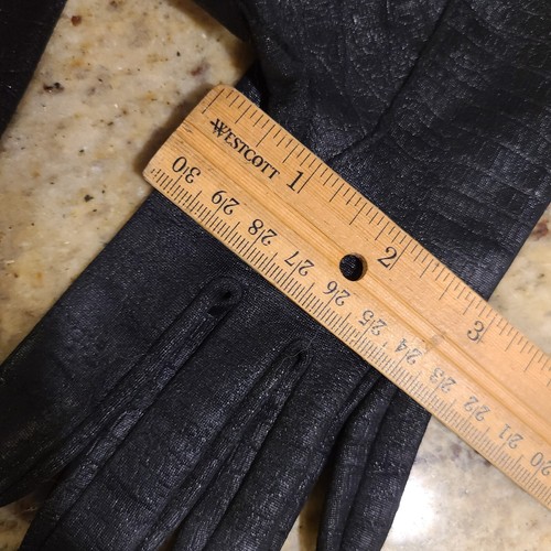 Vintage Size S/M Black Stretch Nylon Formal 15" Long Gloves Alligator Print - Picture 23 of 24