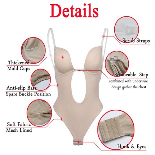 Sexy Sujetador Deslizante Fajas Colombianas Espalda Sin Espalda Sin Espalda Trajes en V Profunda. - Imagen 7 de 21