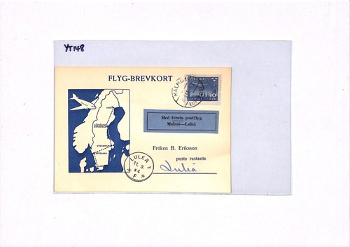 SWEDEN Air Mail Card FIRST FLIGHT MALMO-LULEA 1944{samwells-covers}YT148 - Picture 7 of 14