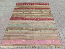 Tureckie dywany wełniane Kilim, ręcznie robiony dywan podłogowy, dywan obszarowy, duże dywany 58"X80"