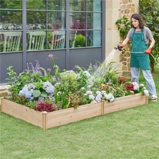 Wooden Raised Garden Bed Kit Outdoor Planter Box Grow Vegetable/Flower/Herb Box