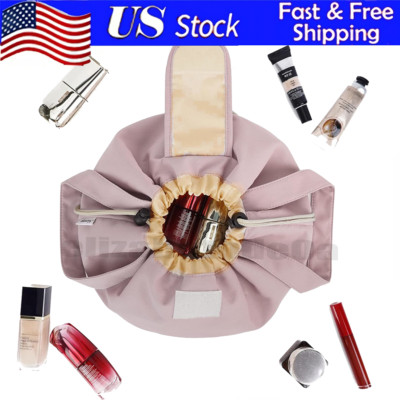 1X Pink Large Capacity Portable Cosmetic Bag Ladies Makeup Drawstring Bag NEW