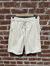 Zara Mens Ivory Pull On Sweat Shorts Cotton Size Medium w/ Drawstring