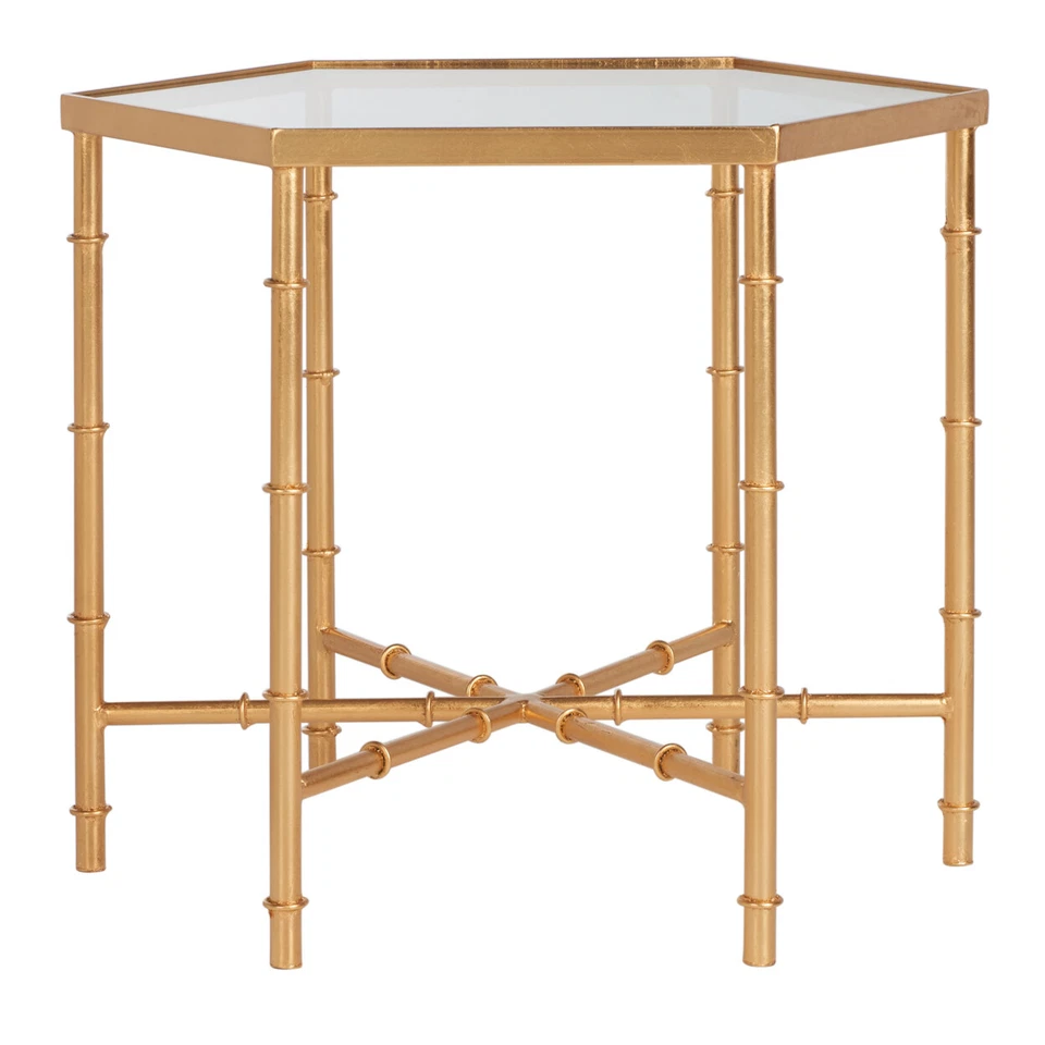Mesa de acento SAFAVIEH Kerri hoja dorada espejo superior | dorada/transparente | Foto 2 de 4