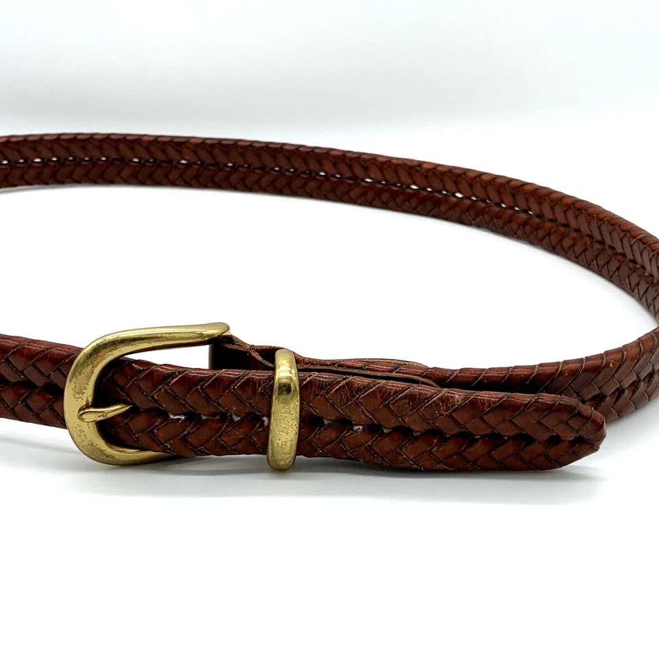 Coach Braided Leather Size 42” Belt Brown Brass Buckle 5922 Mens S2 - Image 2 of 4