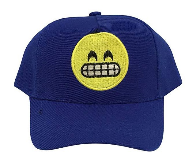 Emoji Embroidered Baseball Cap Navy Blue eBay