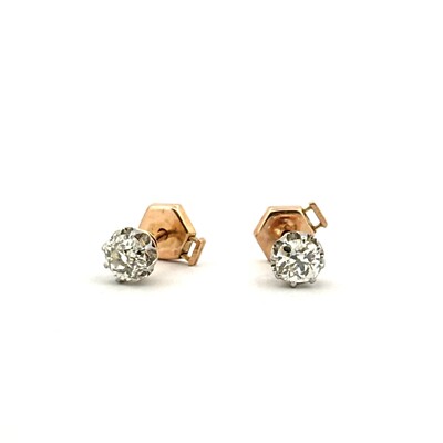 Boucles D'oreilles Puces En Or 18 Carats Avec Diamants - Occasion Parfait état