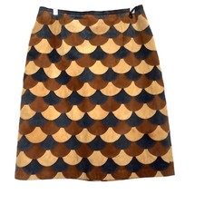 Vintage Terry Lewis Skirt Suede Patchworks Fish Scales size 12 80s 90s