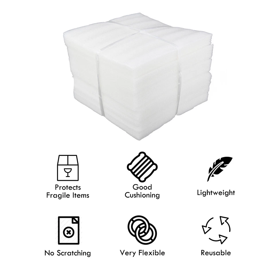 100 Ct Foam Wrap Sheets 12X12x1/8" Thick Cushion for Shipping Moving Packing - Image 2 of 4