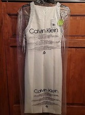 NWT Calvin Klein White Crystal Long Sleeve Size 4 Knee Length Formal Dress