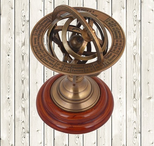 5" Antique Astrolabe Brass Sphere Armillary Collectible Nautical Home Decor  - 第 2/3 張圖片