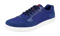 Prada Leder + Nylon Linea Rossa Sneaker - 4E2841 Blau Weiss Neu - 6,5 40,5