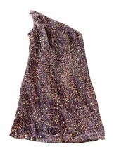 Prom Ball Homecoming One Strap Shirt Sequined Dress Purple New 8/M 3124